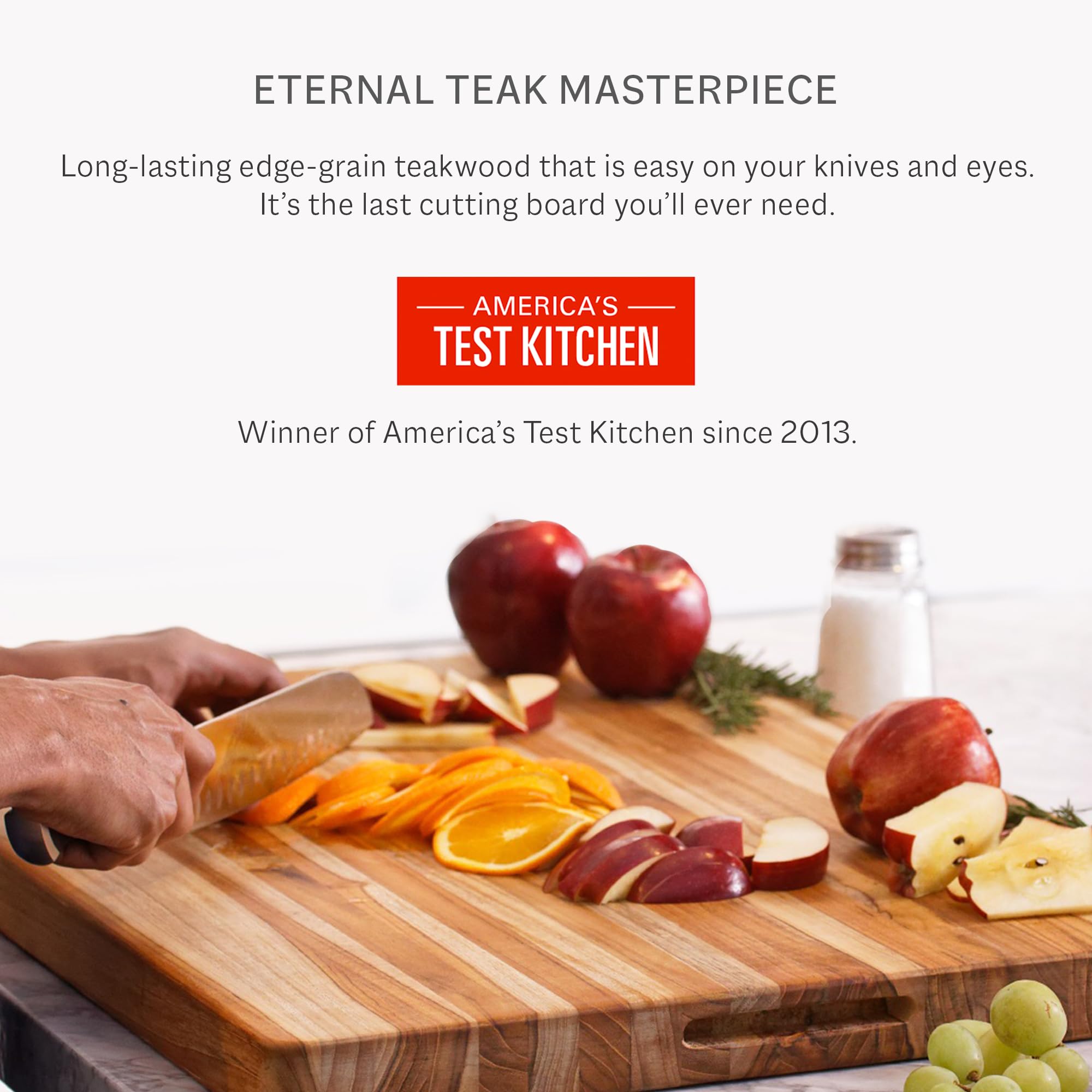 Teakhaus Large Cutting Board teak grain closeup highlights natural beauty and moisture resistance