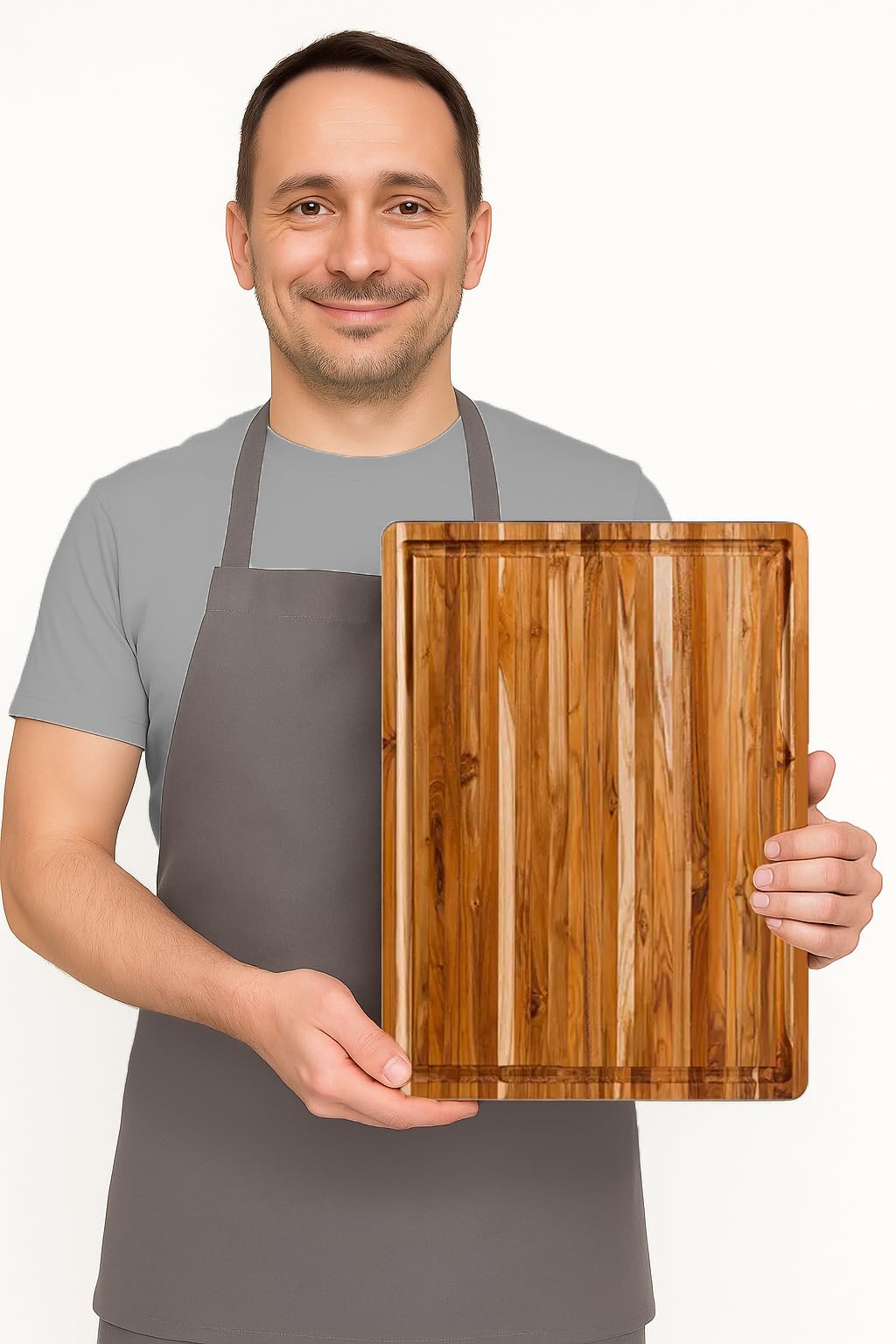 Teakhaus Medium cutting board edge-grain close-up highlighting blade-friendly texture