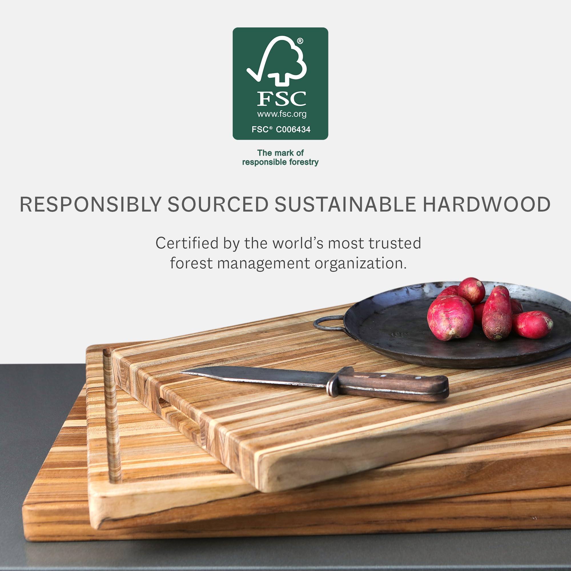 Teakhaus Medium cutting board teak wood close-up showcasing natural beauty and durability