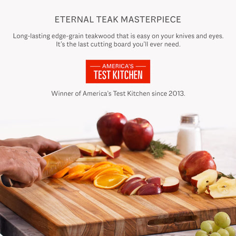 Teakhaus gift-ready teak cutting board in elegant packaging