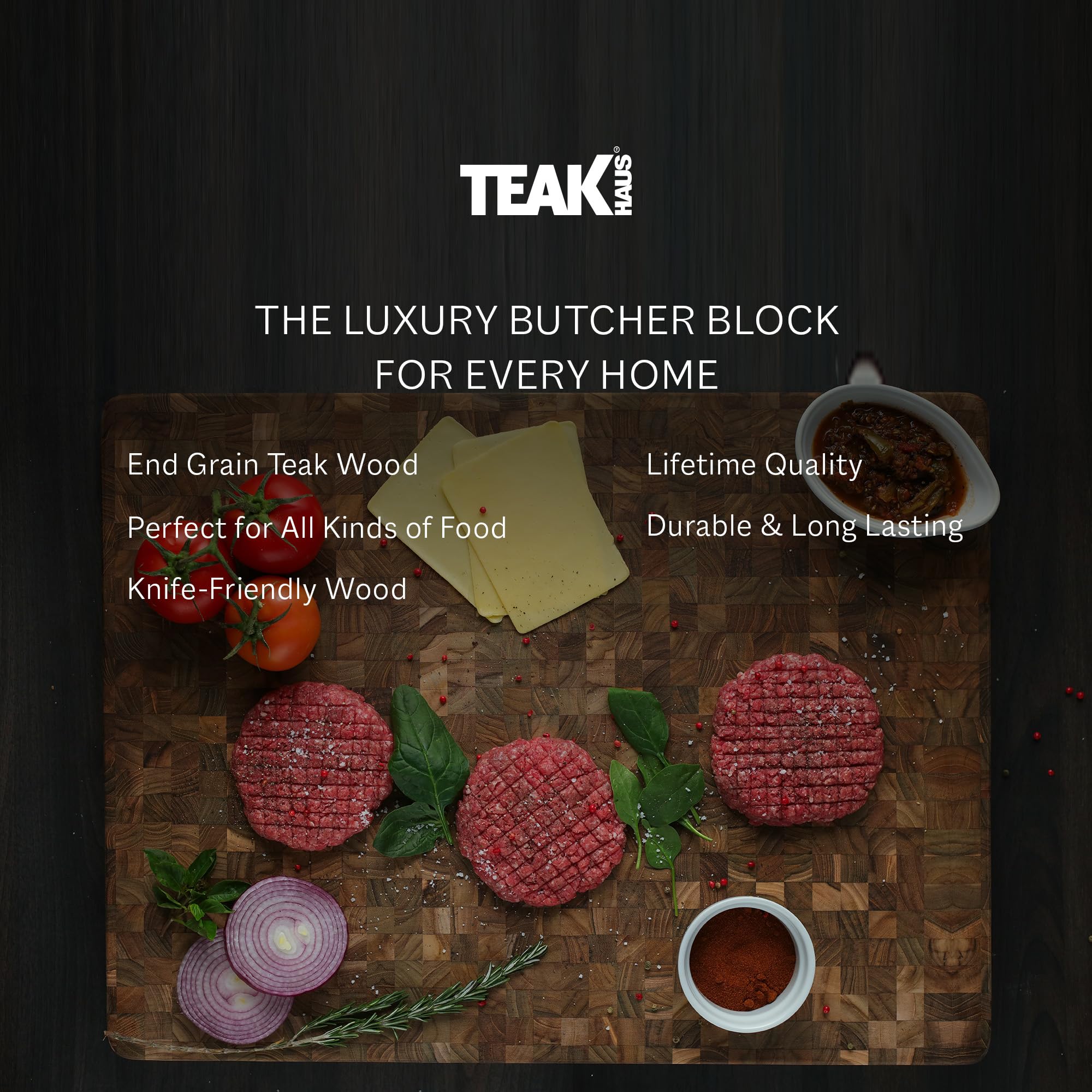 Teakhaus juice groove option helps catch liquids while carving.