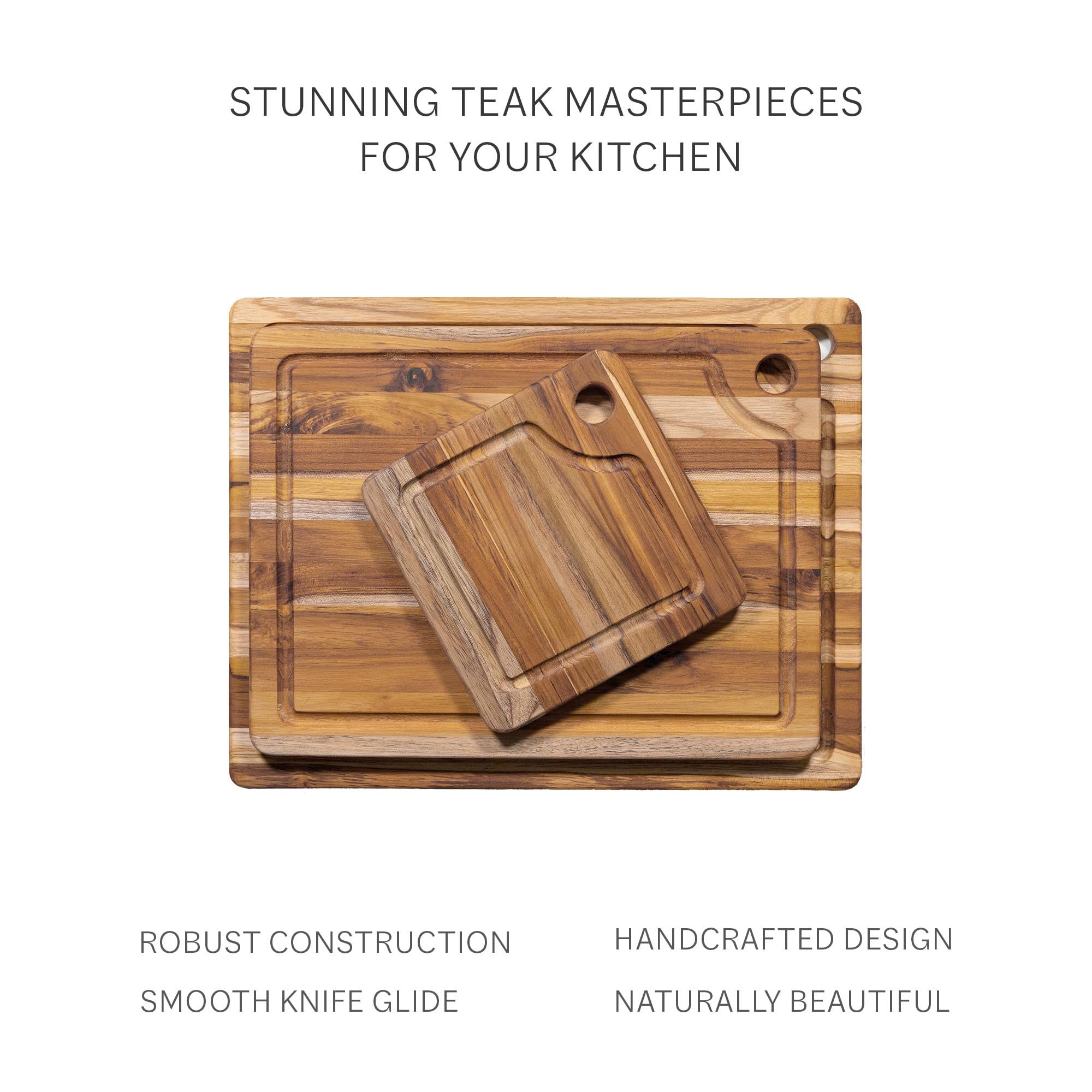 Teakhaus Marine board uses FSC-certified teak, a sustainable choice for home chefs