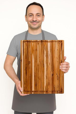 Teakhaus reversible cutting board doubles prep space
