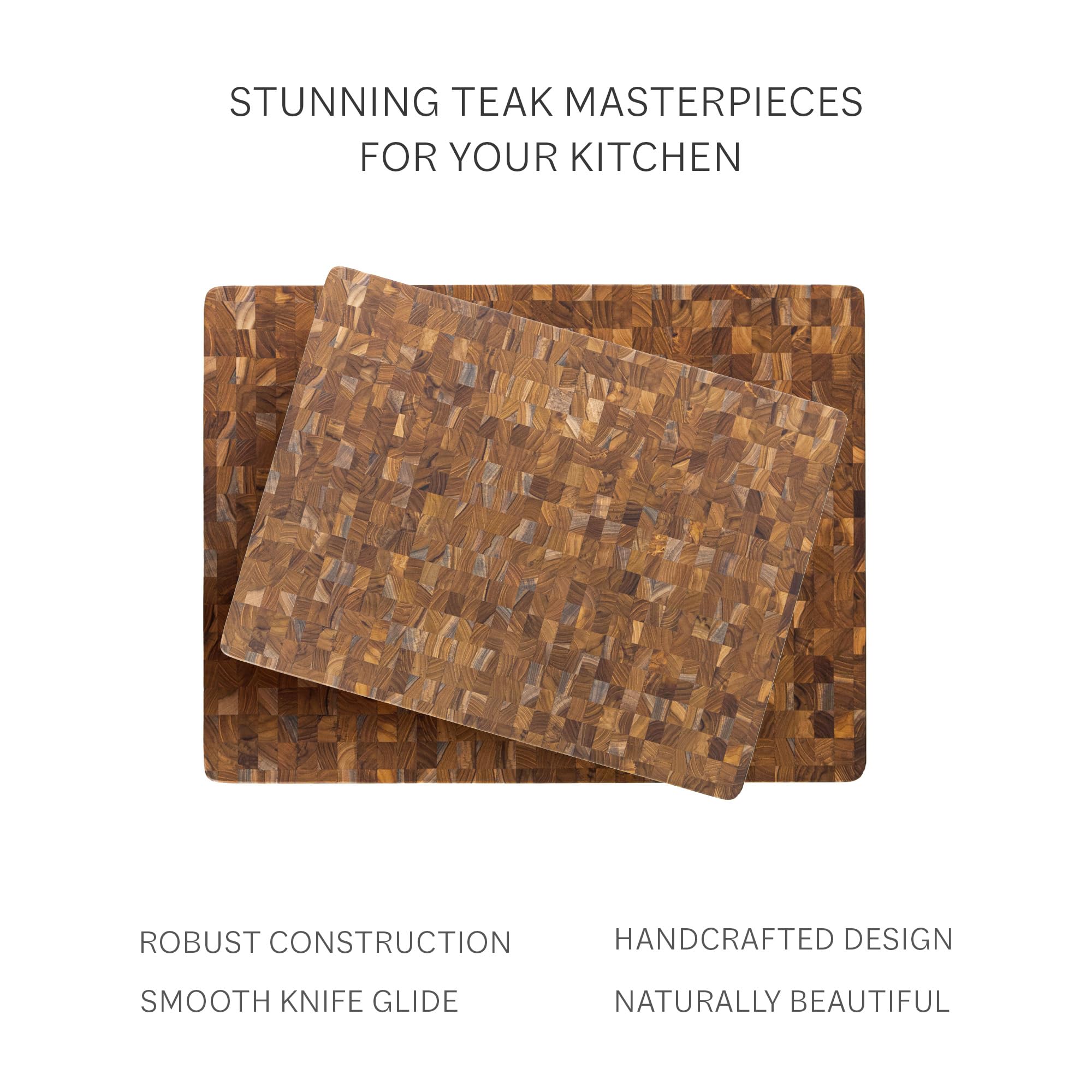 Teakhaus reversible design shown for versatile prep between chopping and serving.