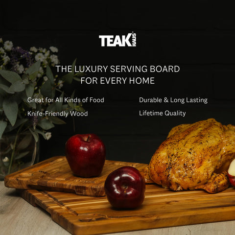 Close-up of Teakhaus teak wood showing natural grain and color.