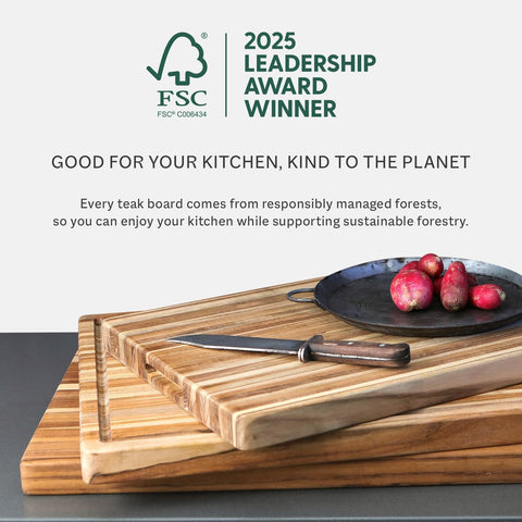 Teakhaus XL cutting board reversible surface for versatility.