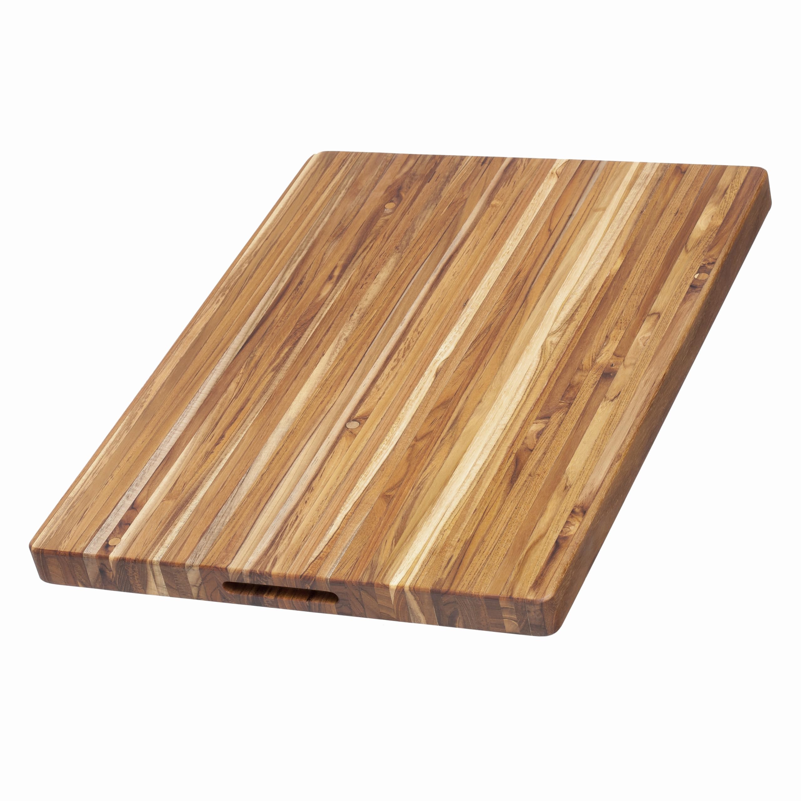 Teakhaus XL cutting board top view showing spacious prep surface and stability.