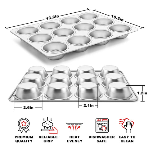TeamFar muffin pan with cup layout demonstrates sturdy construction for repeated use.