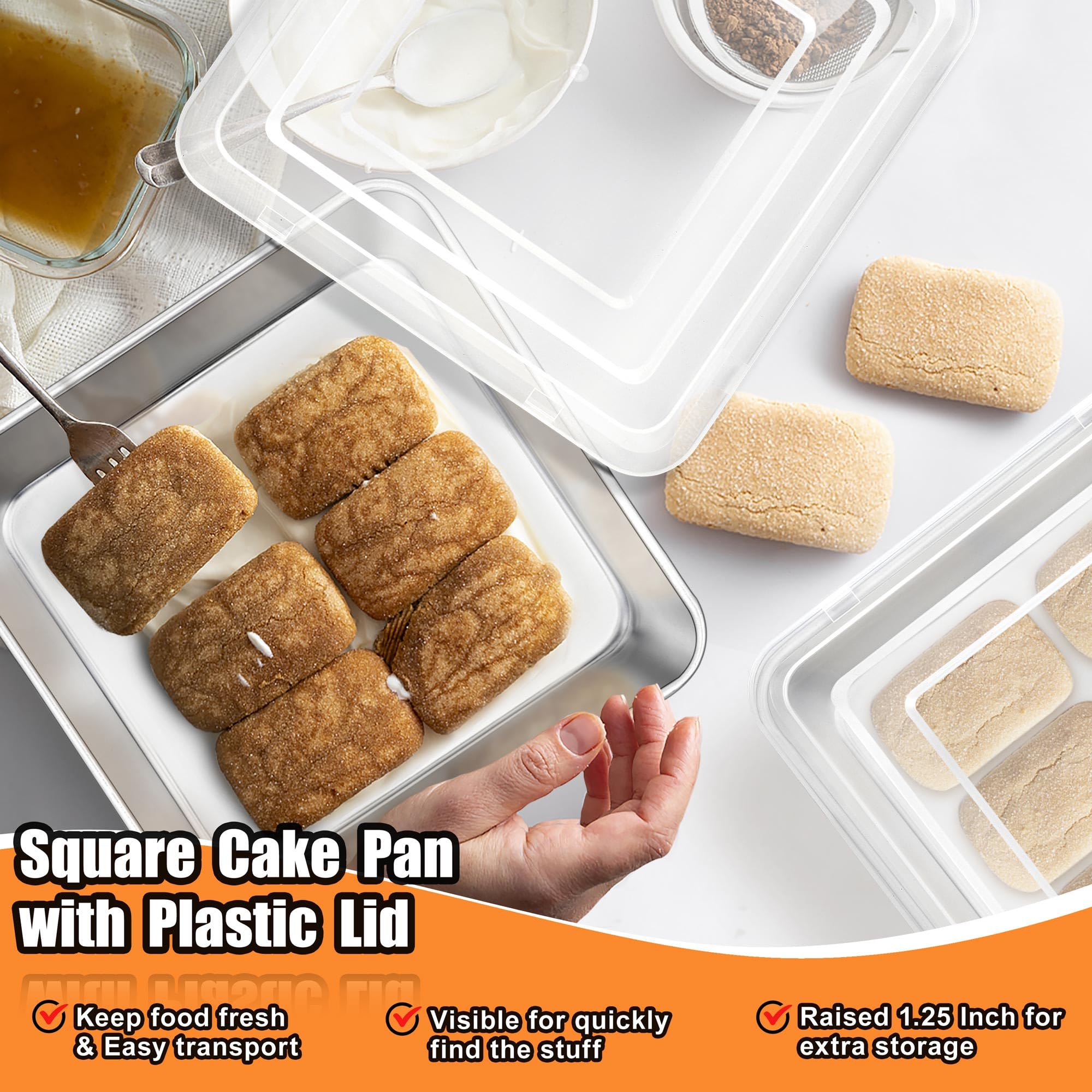 TeamFar 2-inch deep square pan prevents spills during baking.