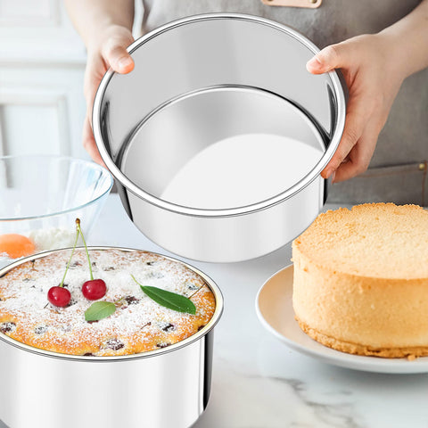 TeamFar 3-inch deep straight-side cake pan ideal for tiered cakes.