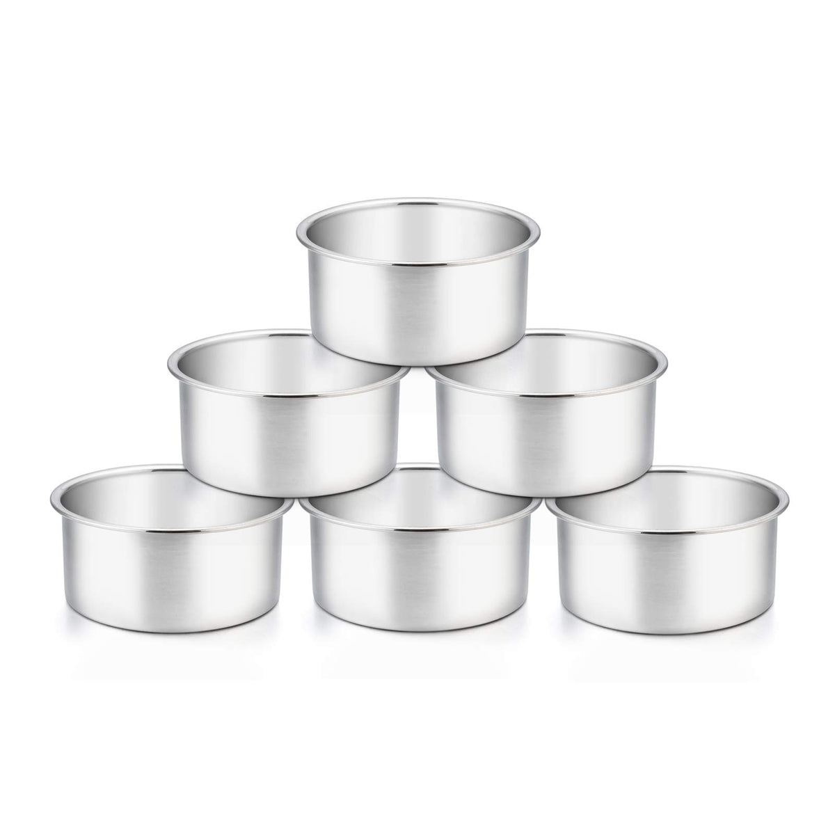 TeamFar 4-inch cake pan set with mirror finish for easy cleanup.