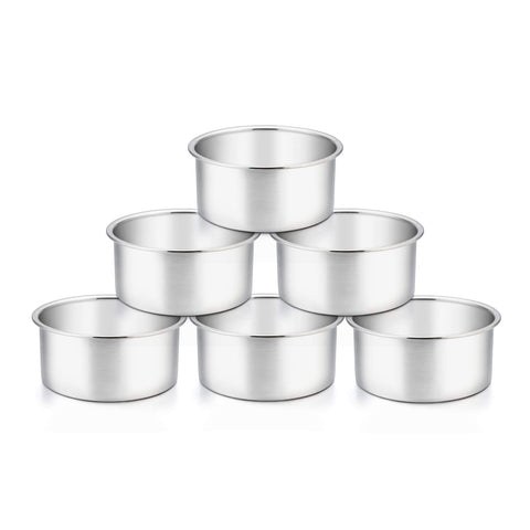 TeamFar 4-inch cake pan set with mirror finish for easy cleanup.