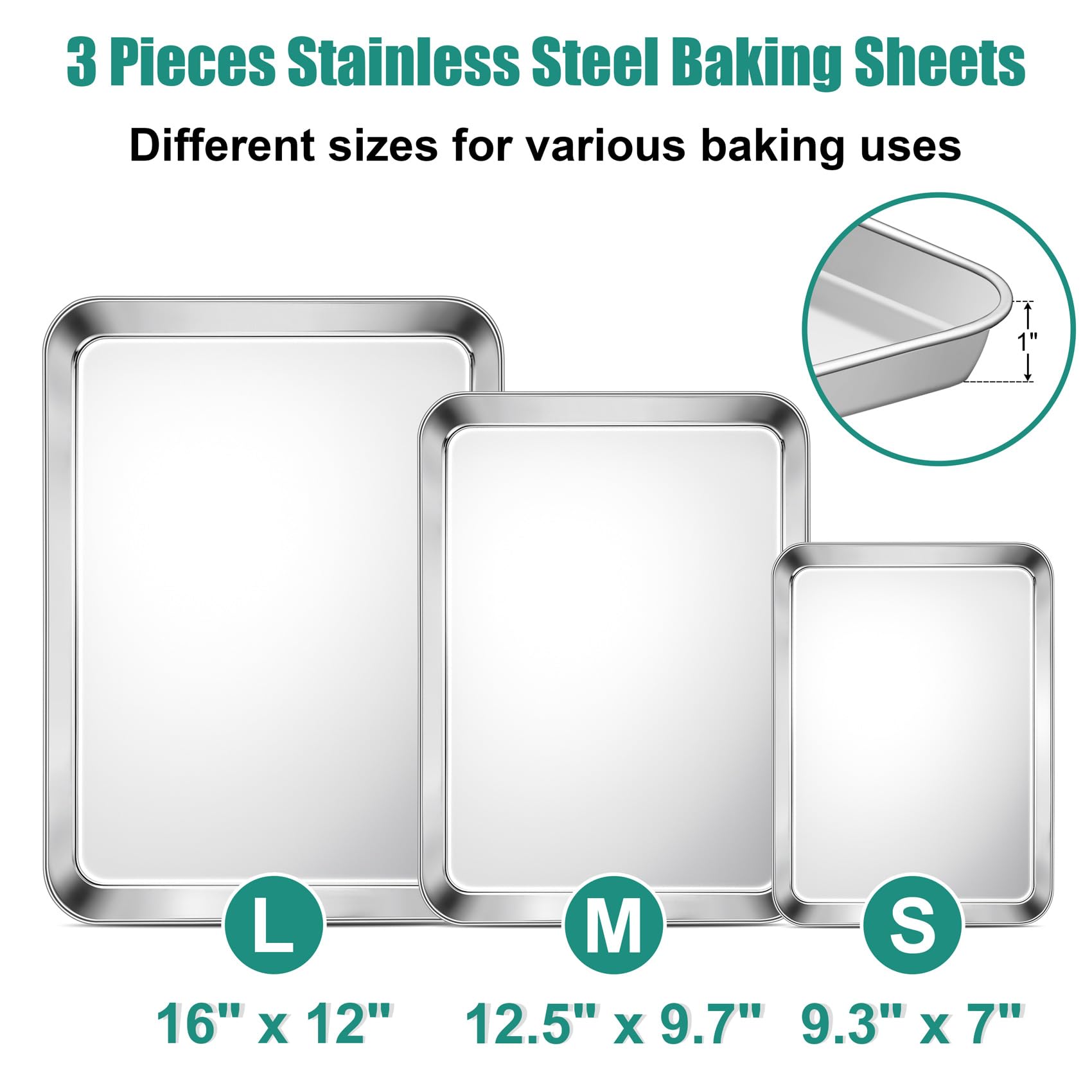 TeamFar 12-5x9-7 baking sheet, evenly heated for crisp pastries.