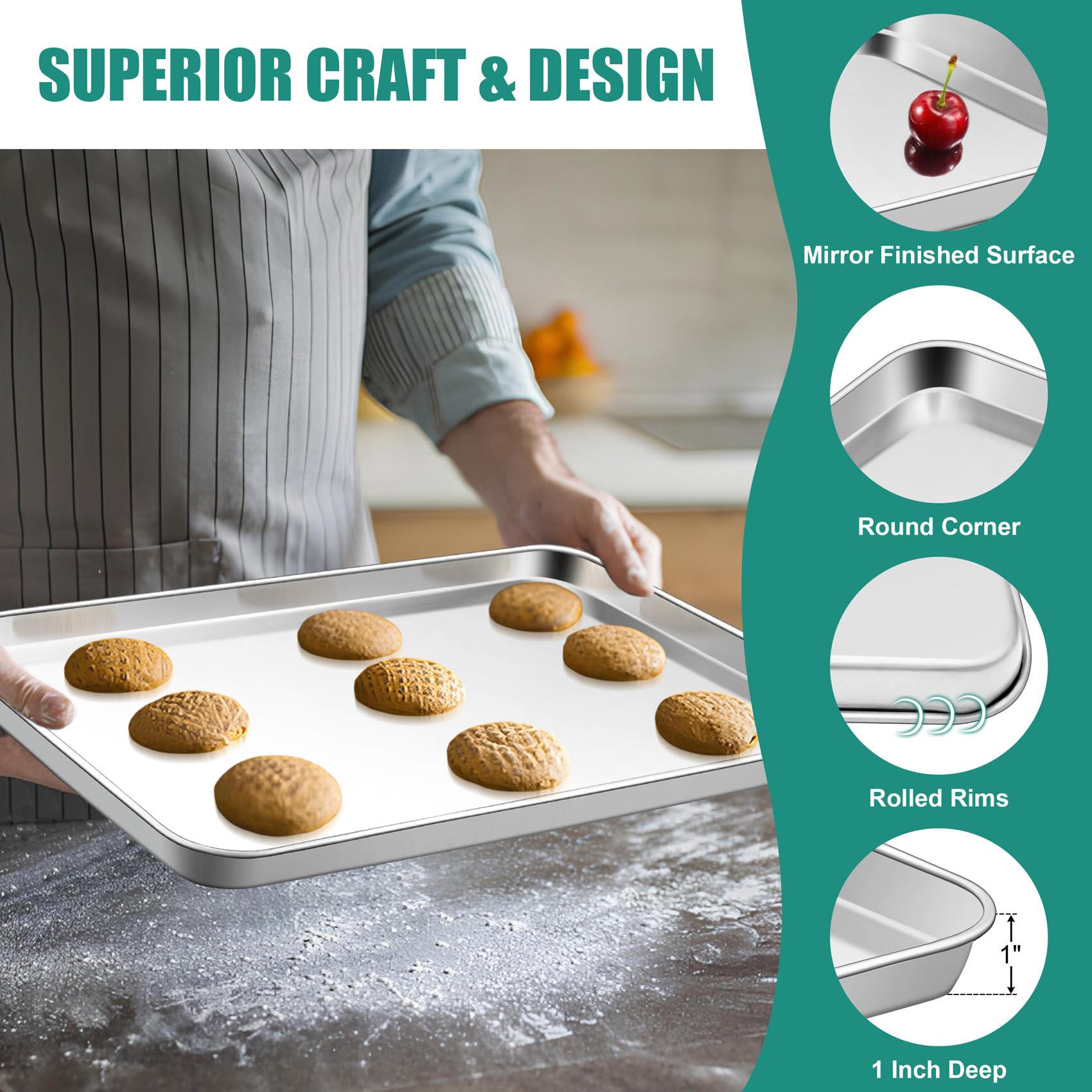 TeamFar small 9-3x7 baking sheet, perfect for baking minis.