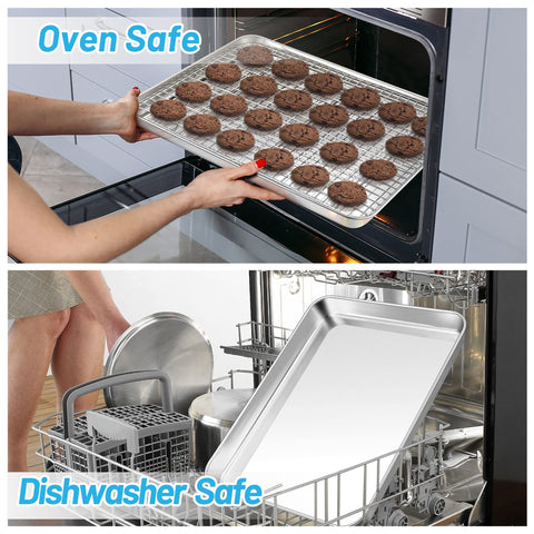 TeamFar baking sheet is dishwasher safe for effortless cleanup after roasting.