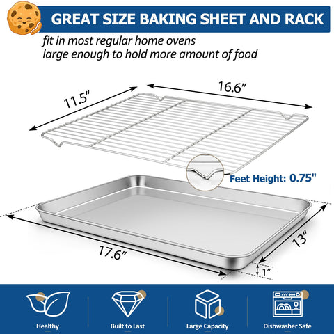 TeamFar baking sheet with mirror finish for smooth food release.