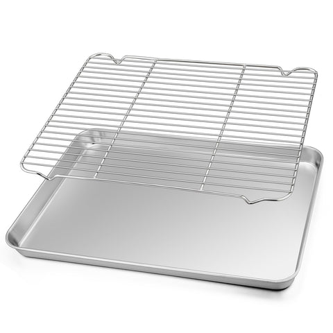 TeamFar baking sheet with rack set for even baking and easy cleanup.