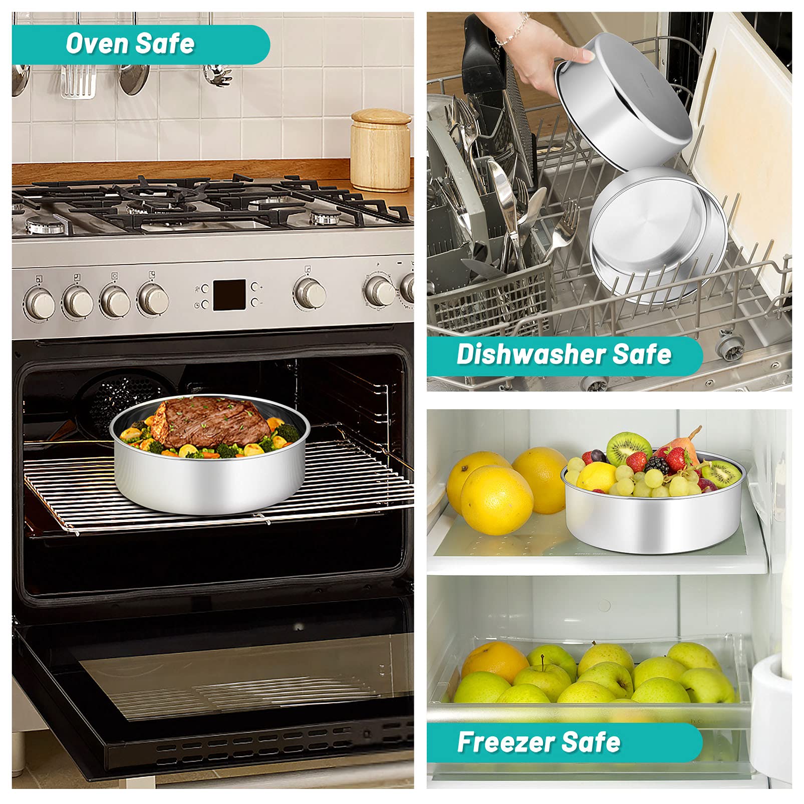 TeamFar cake pans dishwasher safe for easy cleanup