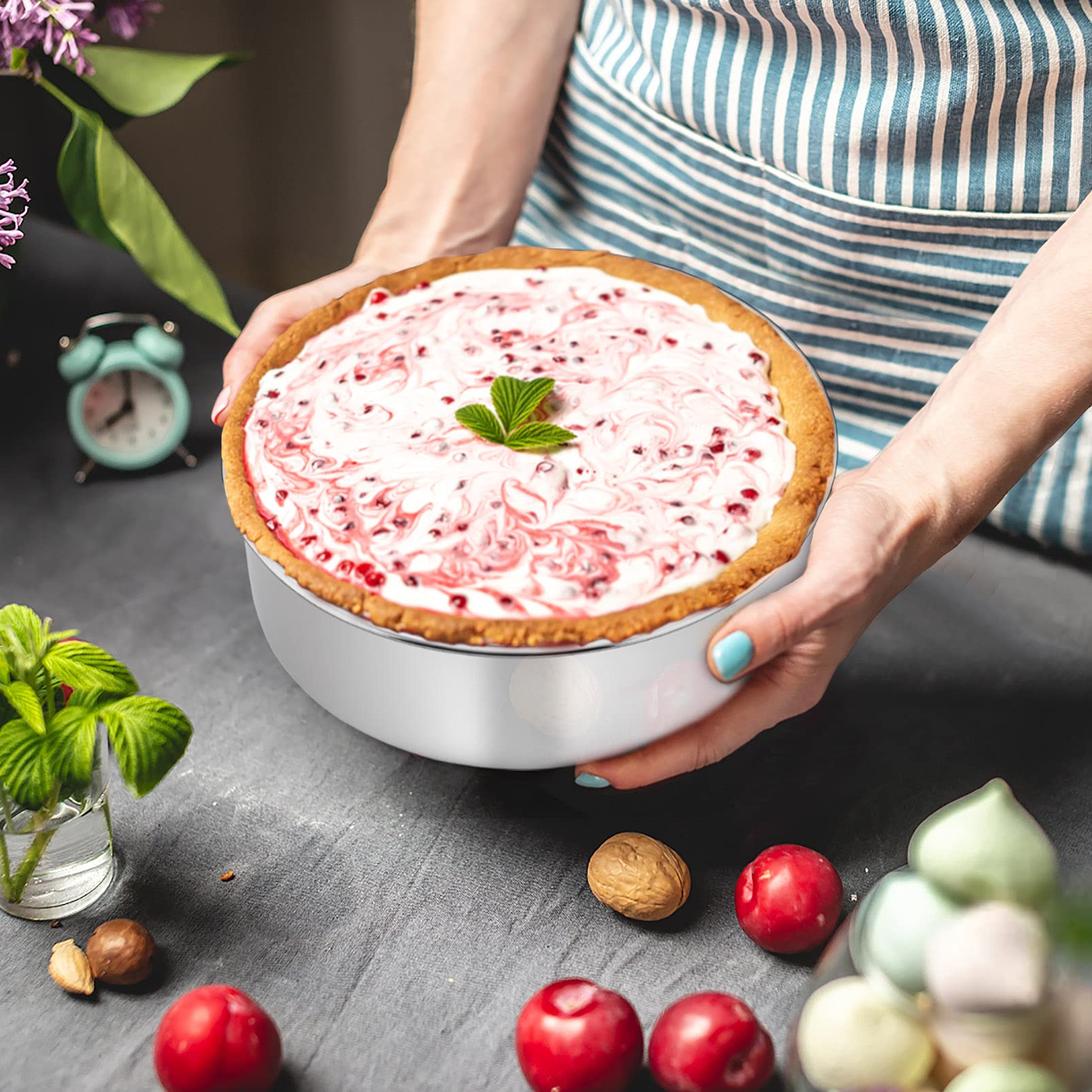 TeamFar cake pans heavy-duty stainless steel for long-lasting use