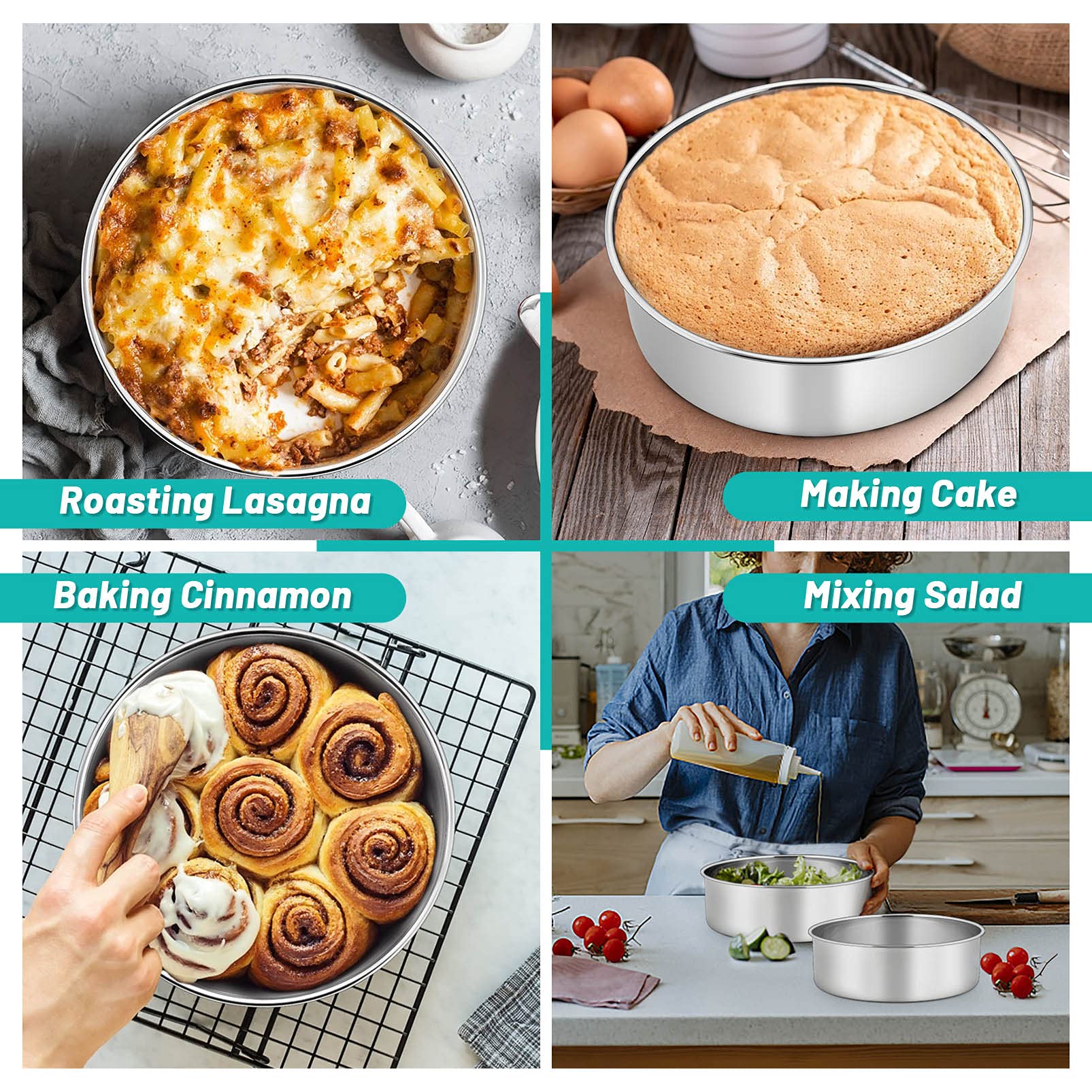 TeamFar cake pans one-piece design prevents leaks during baking