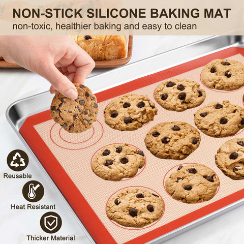 TeamFar deep 1-inch baking sheet contains more food and reduces spills