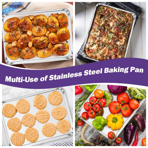 TeamFar deep-rim oven trays help contain juices and spills during cooking.