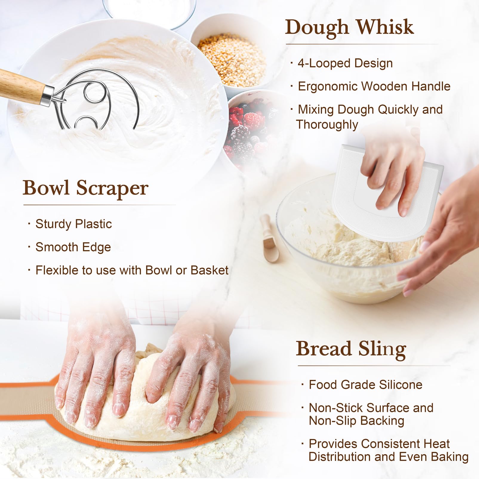 TeamFar dough whisk aiding smooth hydration and even mixing for dough texture