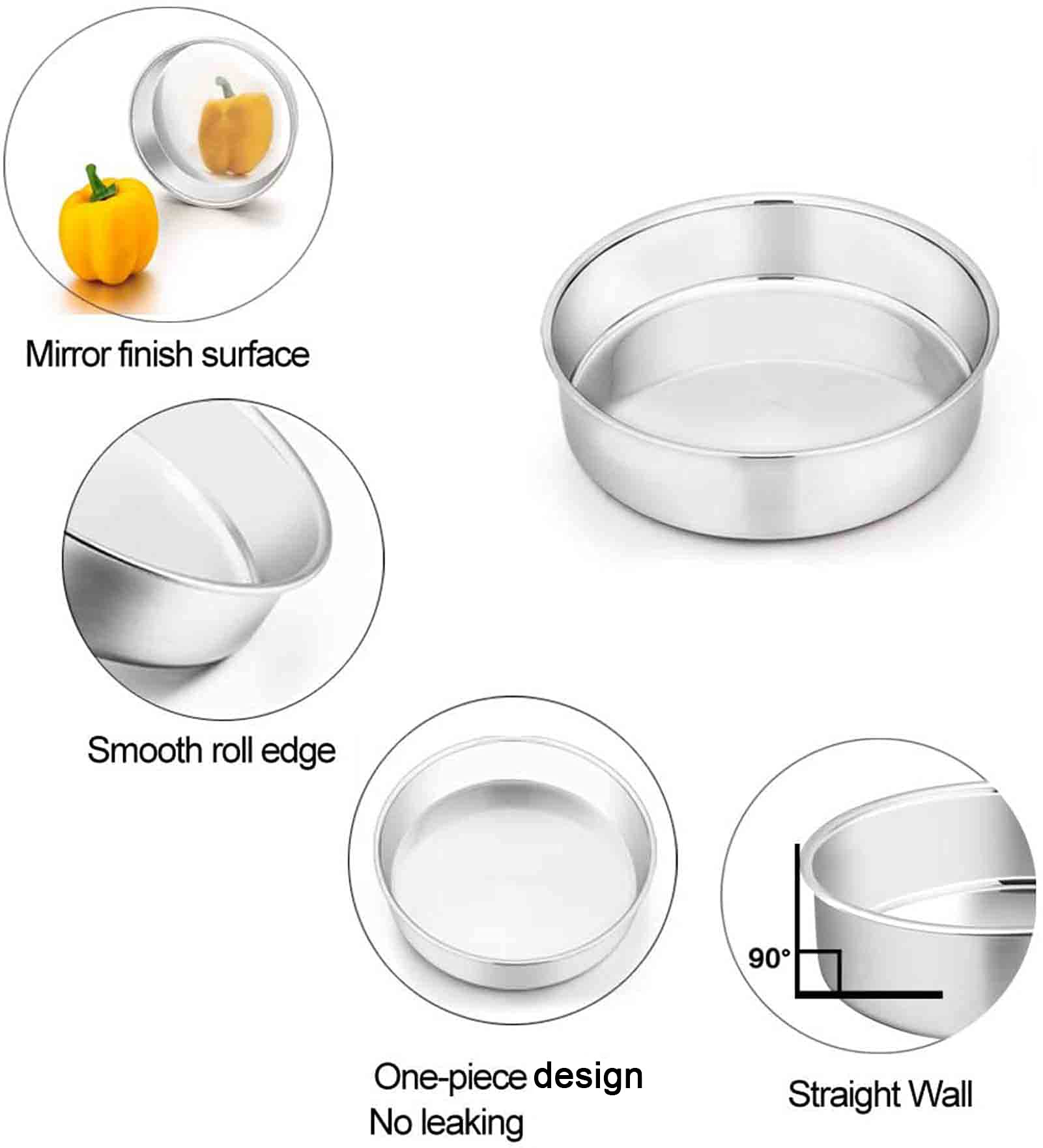 TeamFar heavy-duty 8-inch cake pan designed for reliable layered cakes.