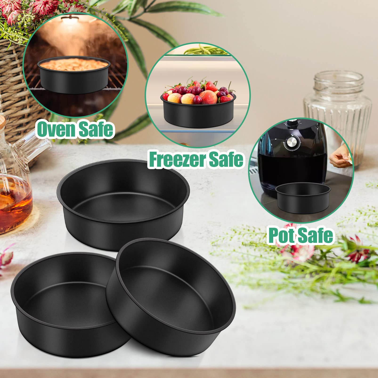 TeamFar 2-inch deep rim design for leakproof baking.