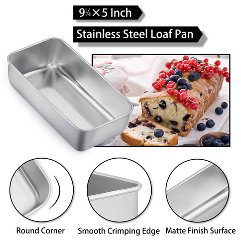 TeamFar loaf pan with smooth roll edge for easy release and cleanup.