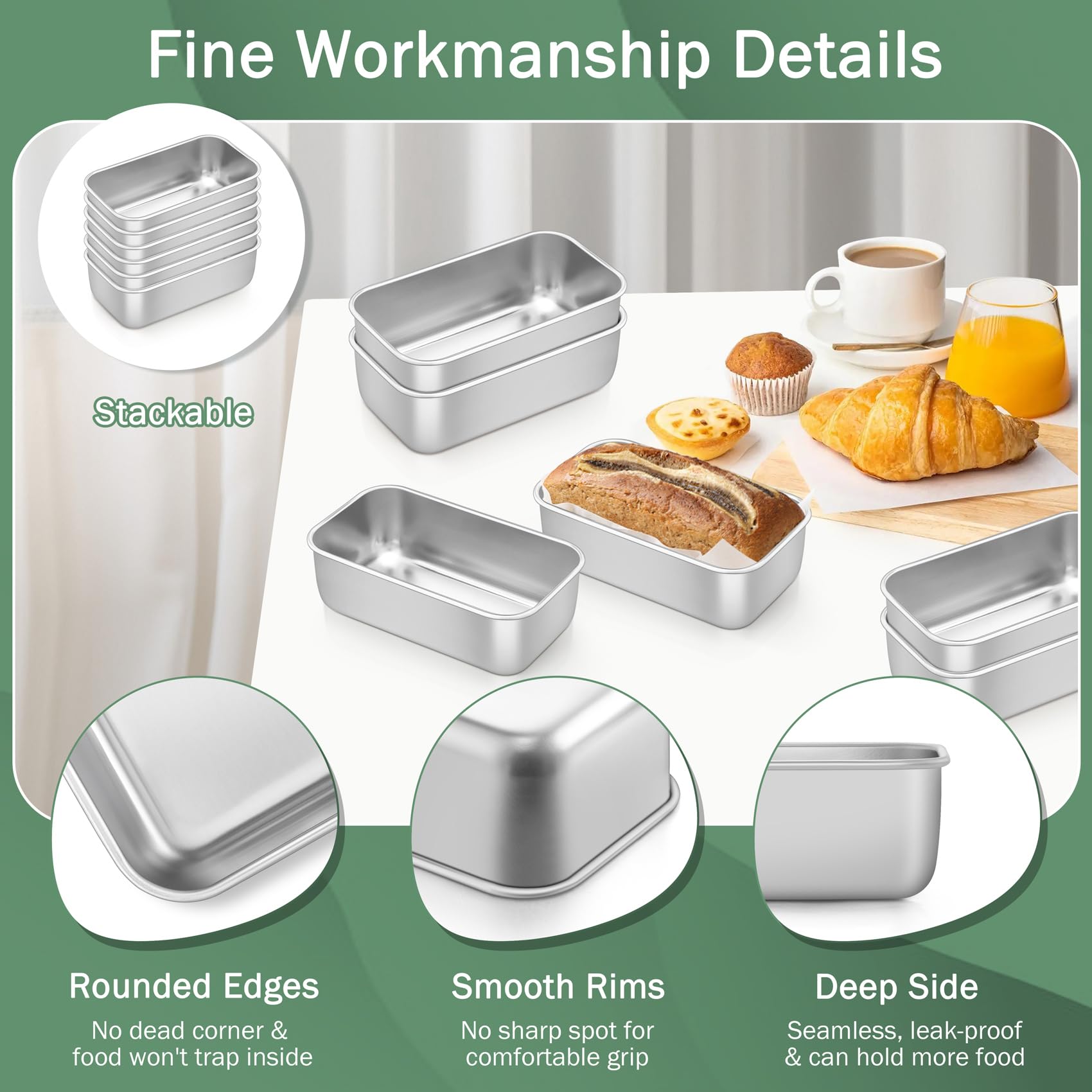 TeamFar mini pound cake pan for uniform browning