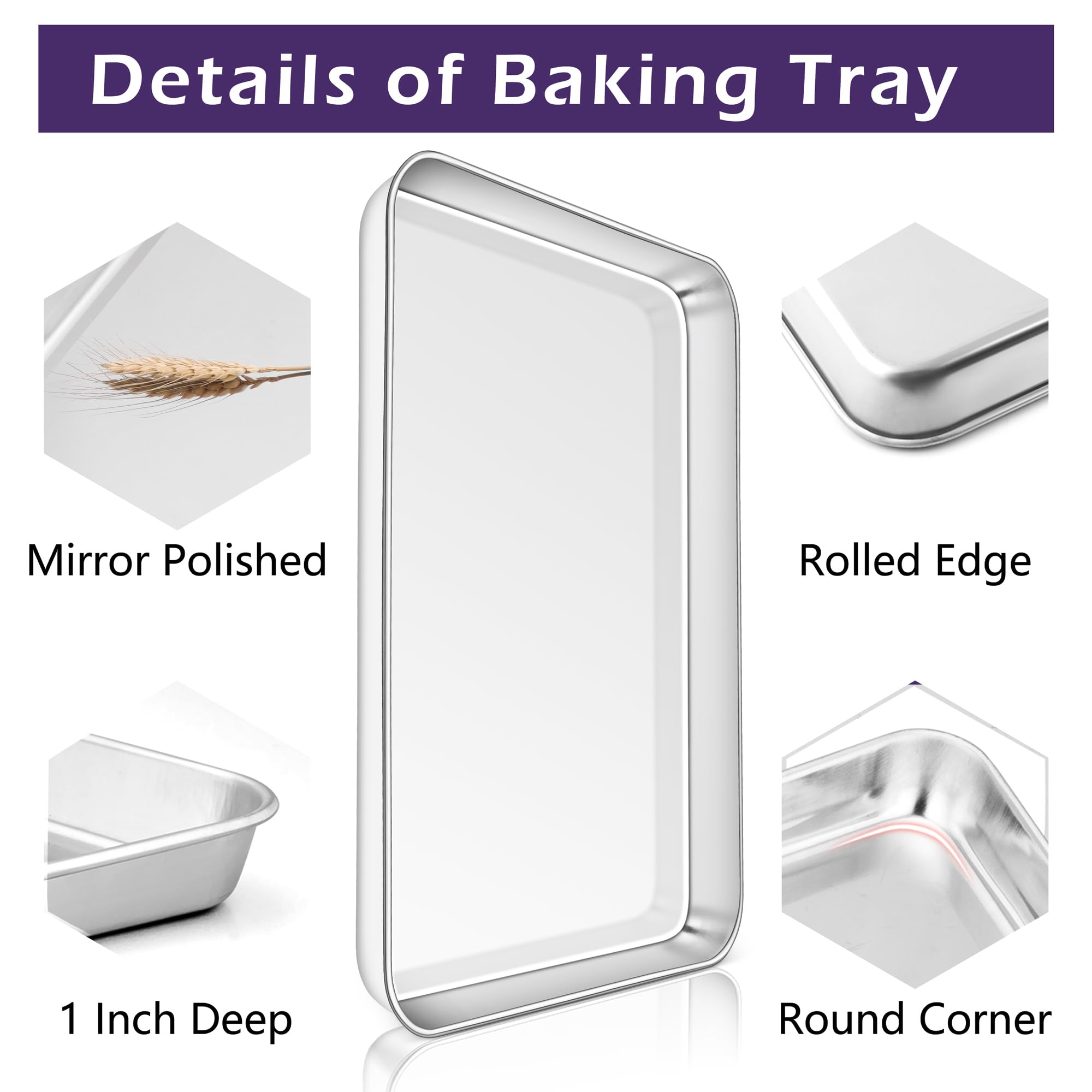 TeamFar mirror-finish baking pans reduce sticking for easy release.