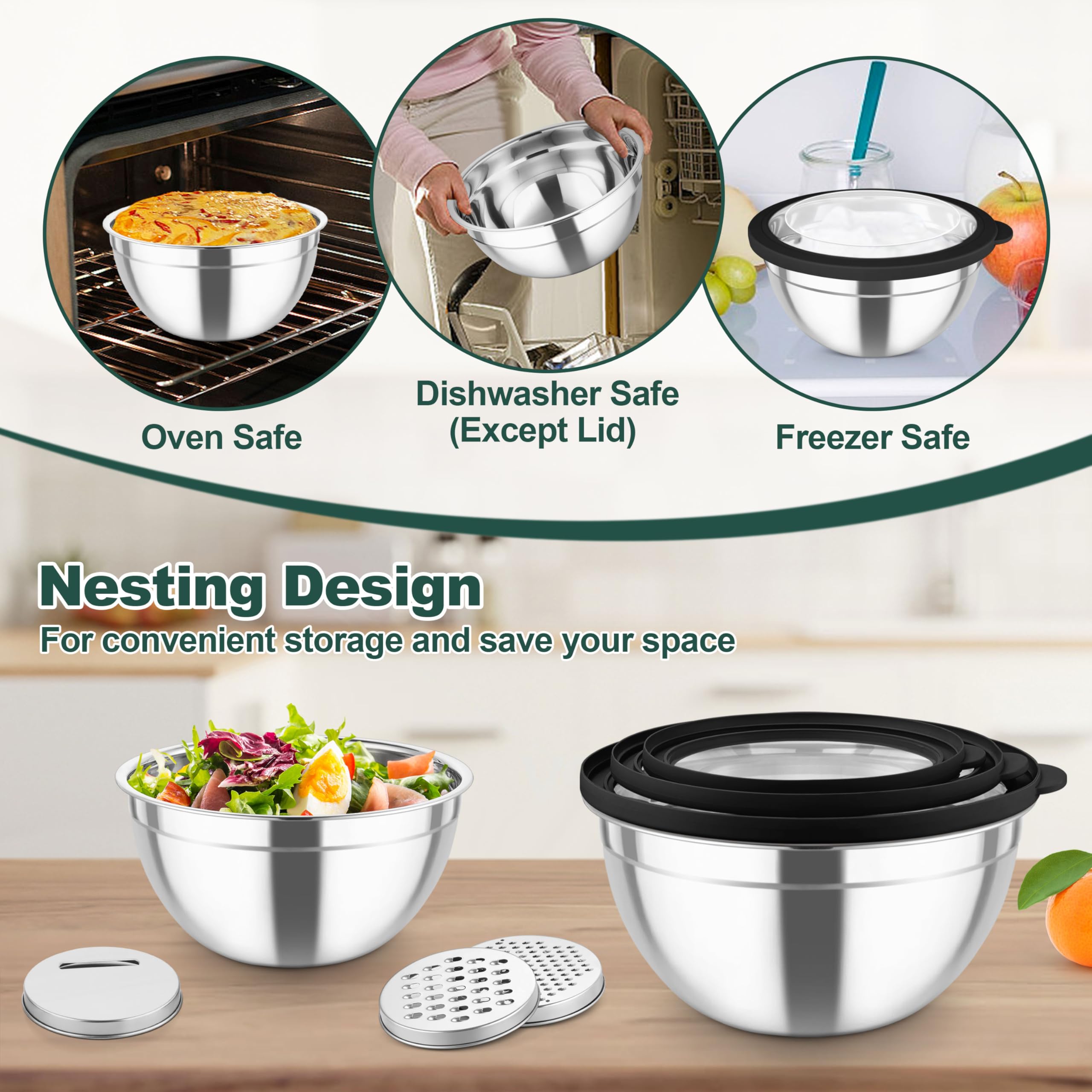 TeamFar bowls seal tight with airtight lids, preventing spills in fridge or freezer.