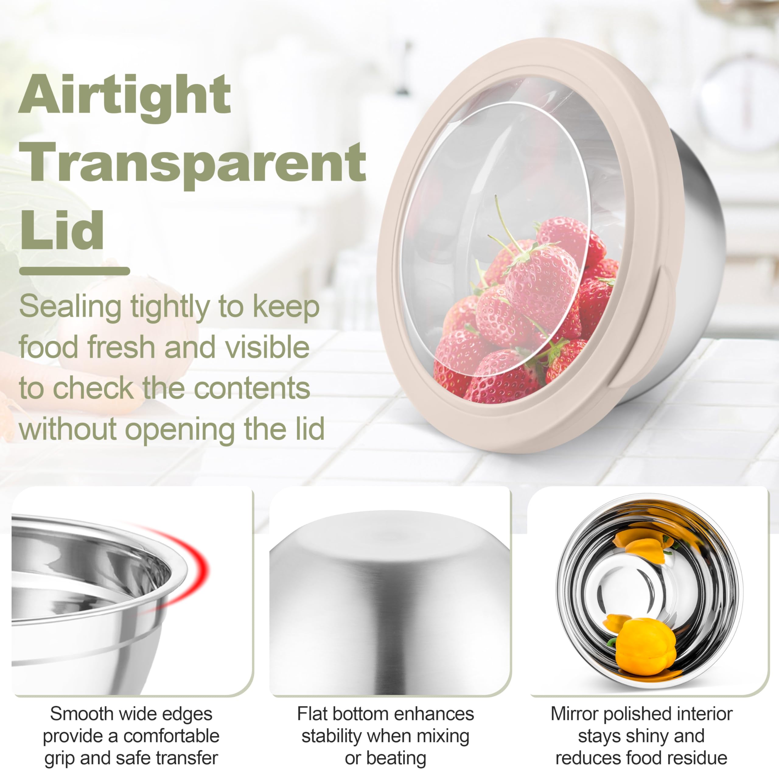 TeamFar bowls feature clear airtight lids to keep contents fresh and visible.