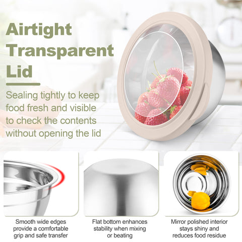 TeamFar bowls feature clear airtight lids to keep contents fresh and visible.