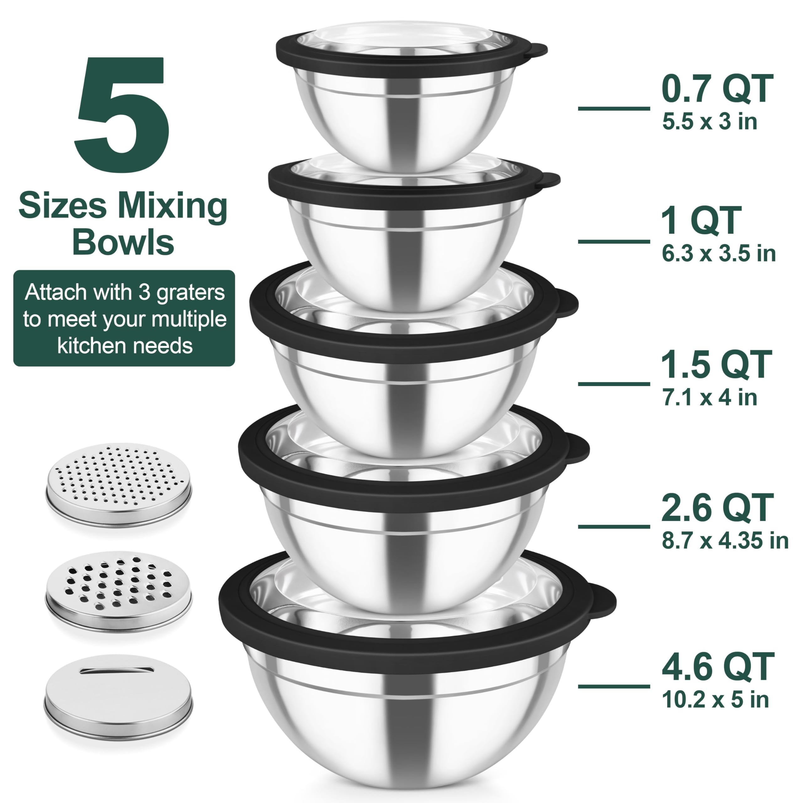 TeamFar bowls with detachable center lid and graters for mess-free prep.