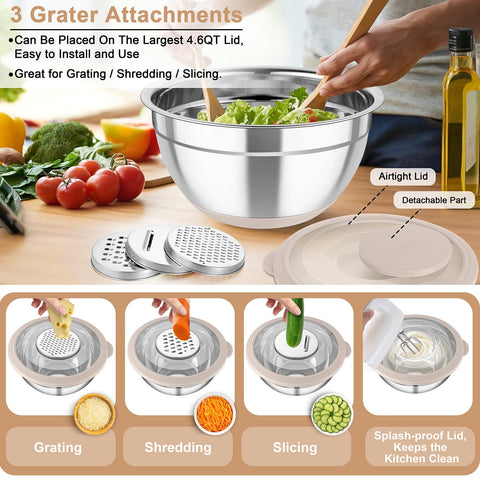 TeamFar three graters attach to the lid for mess-free prep.