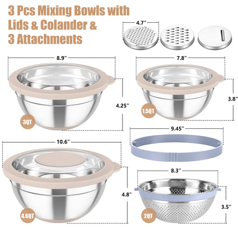 TeamFar bowls with non-slip bottom stay steady on the counter.