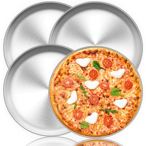 TeamFar 12inch round pizza pan with durable stainless steel for even baking