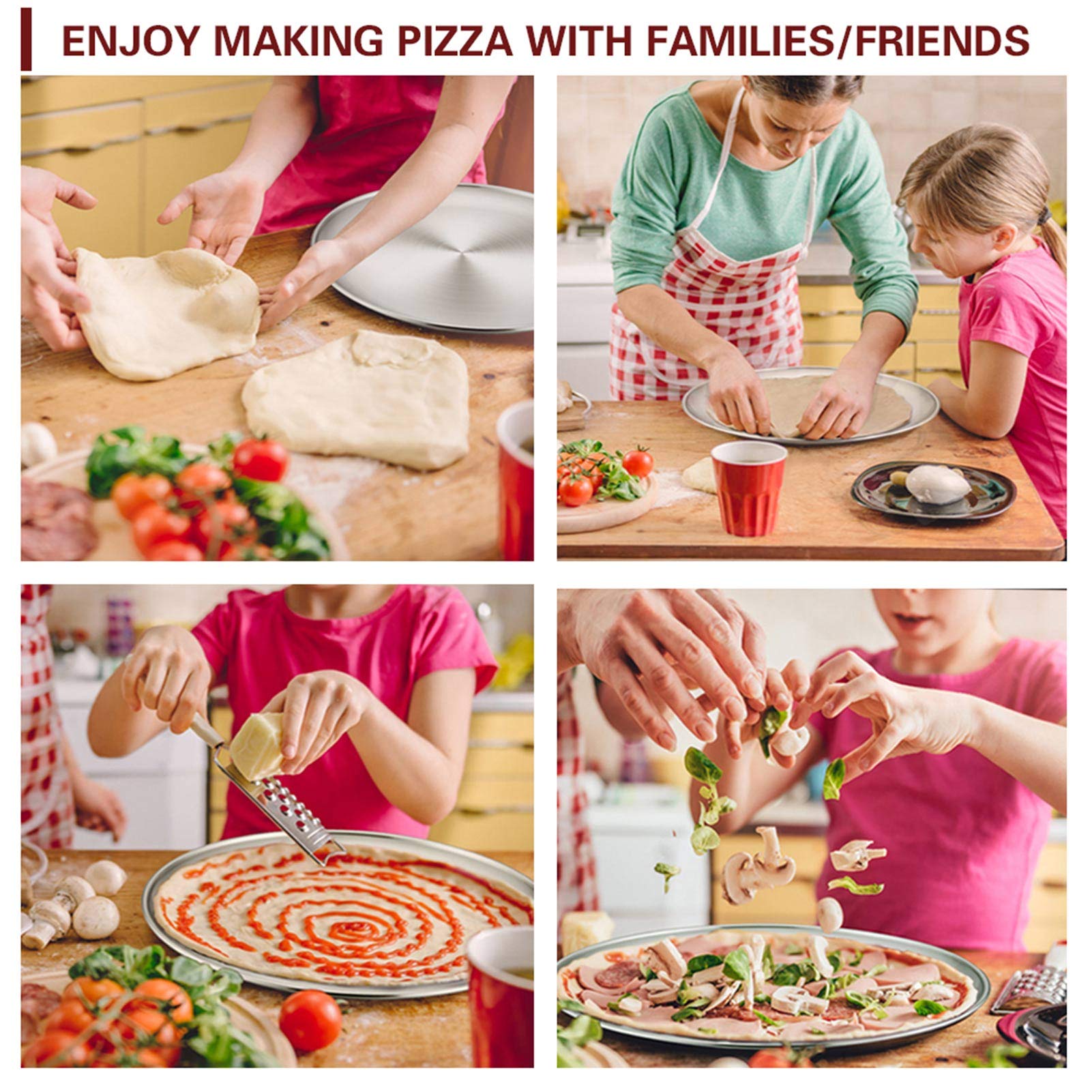 TeamFar pizza-pan-smooth-brushed-surface reduces sticking and easy release