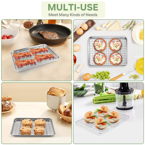 TeamFar rack raised feet boost airflow for even baking results.