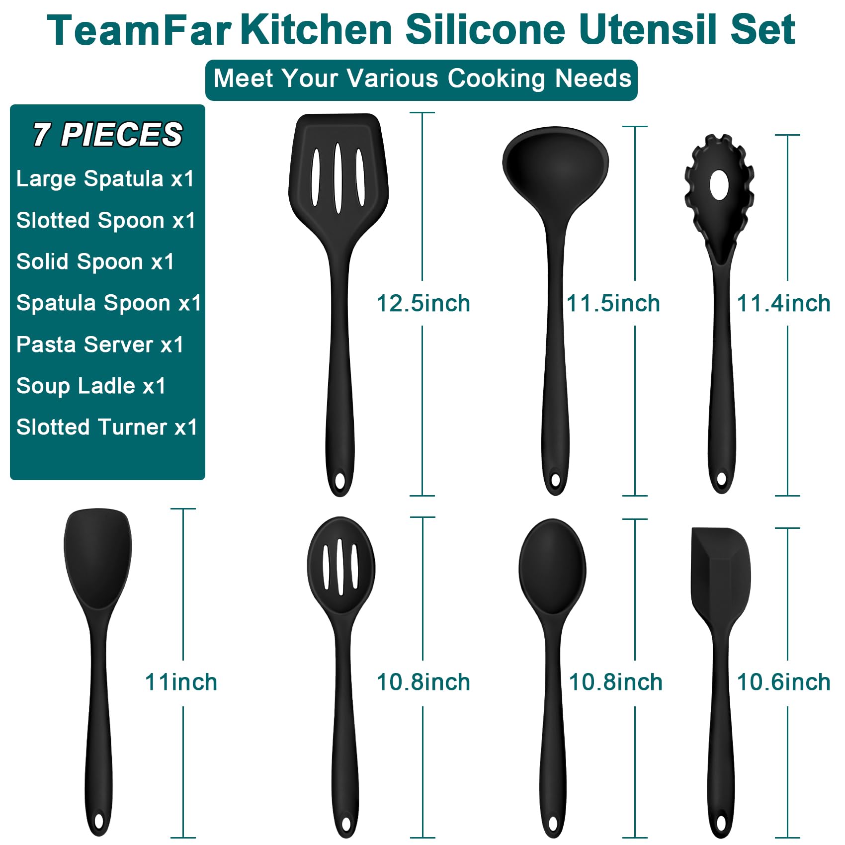 TeamFar silicone soup ladle; smooth pour for soups and stews with comfortable grip.
