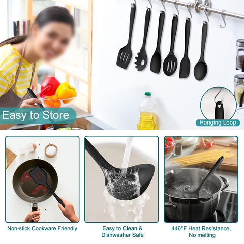TeamFar silicone spatula spoon; versatile for mixing and scraping nonstick cookware.