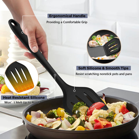 TeamFar slotted spoon silicone tool drains liquids while serving