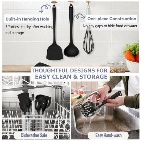 TeamFar soup ladle silicone utensil smooth pour and portion soups
