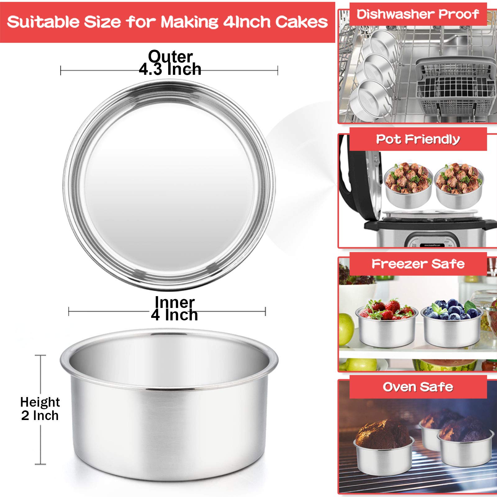 Smooth rolled edges on TeamFar cake pans for safe handling and even spreading.