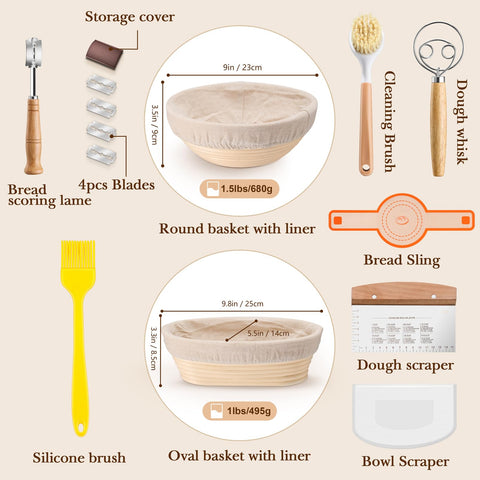 TeamFar oval sourdough basket providing consistent proofing for a clean oval loaf