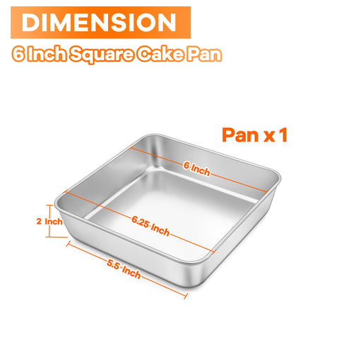 TeamFar 6 inch square pan with brushed surface for easy release
