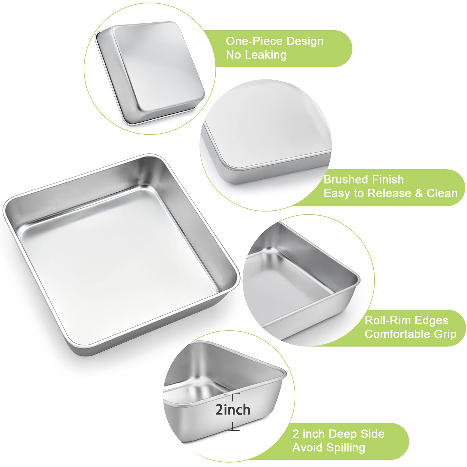 TeamFar pan with 2-inch deep sides prevents leaks during baking