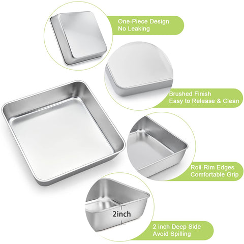 TeamFar pan with 2-inch deep sides prevents leaks during baking